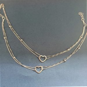Heart Chain Anklet in Pure Silver