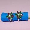 Oxidized RED & GREEN Flower Shape Toe Ring in pure (925) silver
