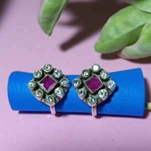 Oxidized RED Diamond Shape Toe Ring in pure (925) silver