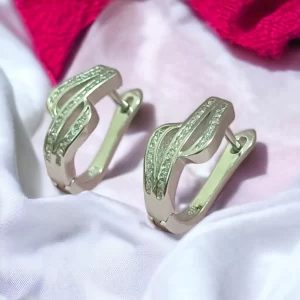 925 Silver Earring Rhodium Plated Contemporary CZ Stone