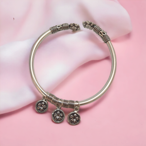 925 Silver Flower with Charm  Kada