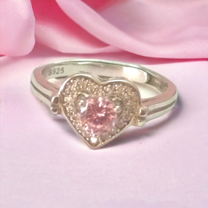 Pink Heart Sterling Silver Ring
