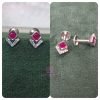 Unique & Trendy Pair of 925 Silver Studs - Red