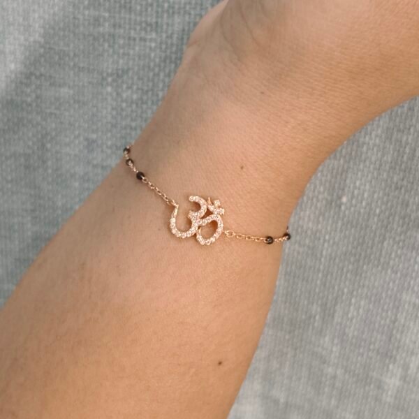 OM 925 Silver Bracelet with Black Beads