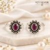 Gulnaar Heritage Maroon Stone Oxidised 925 Silver Toe Rings