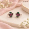 Rajvi Heritage Maroon & Green Stone Oxidised 925 Silver Toe Rings