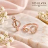 Aaira Crystal Circle Rose Gold Polished 925 Silver Toe Rings