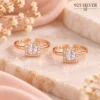 Kiara Princess Halo Rose Gold Polished 925 Silver Toe Rings