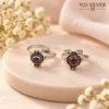 Meher Maroon Charm Oxidised 925 Silver Toe Rings