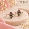 Ruhani Maroon Paisley Oxidised 925 Silver Toe Rings